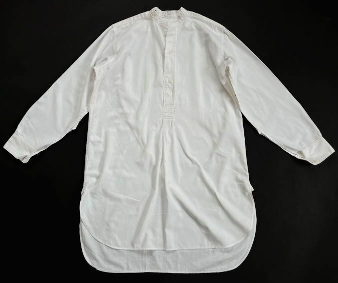 イギリス軍 プルオーバー オフィサー シャツ size 1 未使用 ビンテージ 1950s ノーカラー 白 マチ付き