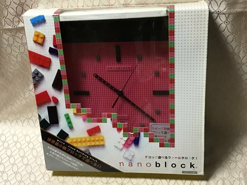 新品●未使用● nanoblock (ナノブロック )壁掛け時計 デコって遊べるウォールクロック！ピンク／ブラックNAWC−96903BP