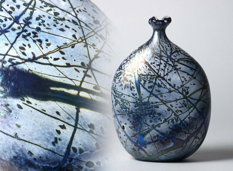 ガラス工芸作家 ピーター・レイトン フラワーベース 1987年制作 / Peter Layton Glass Vase 花瓶 一輪挿し