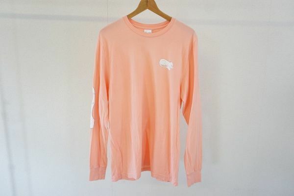 【即決】RIPNDIP リップンディップ 長袖Tシャツ 袖プリント ライトピンクオレンジ系 サイズ:M【768723】
