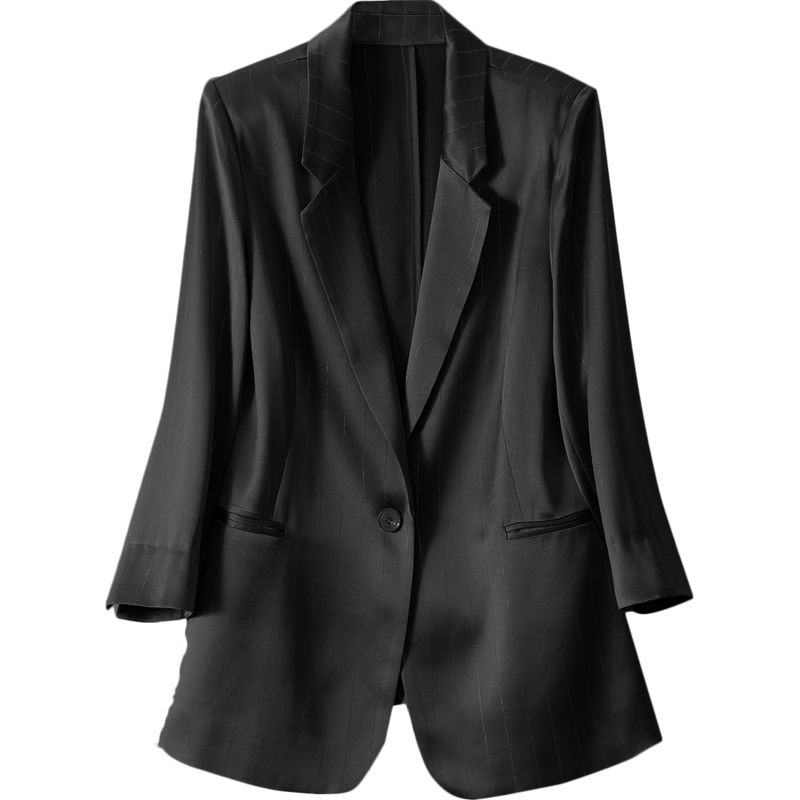ジャケット 七分袖 薄手 レディース カジュアル ビジネス スーツ オフィス フォーマル きれいめ 大人 ミセス 2XLサイズ ブラック