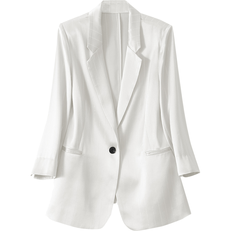 ジャケット 七分袖 薄手 レディース カジュアル ビジネス スーツ オフィス フォーマル きれいめ 大人 ミセス テレワーク Mサイズ ホワイト
