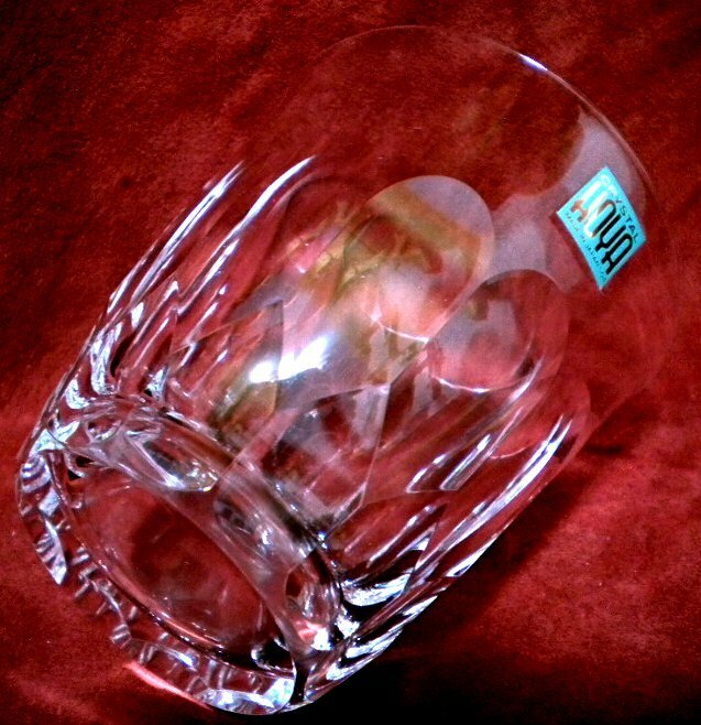 売切 HOYA クリスタル ロックグラス グラス 12面カット 容量:270cc 2客組 日本製 未使用保管品 箱無 A/C、寸法：φ84×H87mm、重量：170ｇ
