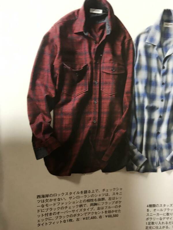 サンローランパリ14aw名作エディ期チェックシャツ未使用サイズ36オーバーサイズ