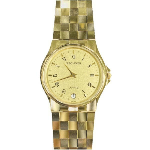 TECHNOS 腕時計 ゴールド 薄型 クオーツ ローマ 並行輸入品