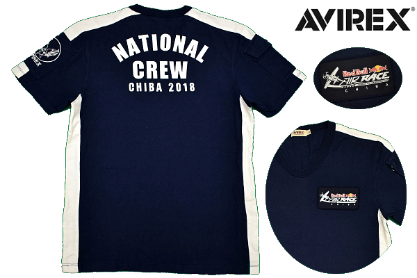 Y-4993★送料無料★美品★AVIREX RedBull AIR RACE レッドブル エアレース NATIONAL CREW 2018 ナショナルクルー 千葉★半袖 Ｔ-シャツ Ｍ