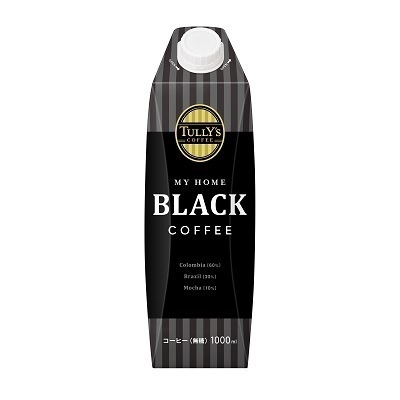 伊藤園 TULLY’S COFFEE MY HOME BLACK COFFEE 紙パック （1000ml 6本）ｘ3ケース/屋根型キャップ付容器/開封前常温保存可