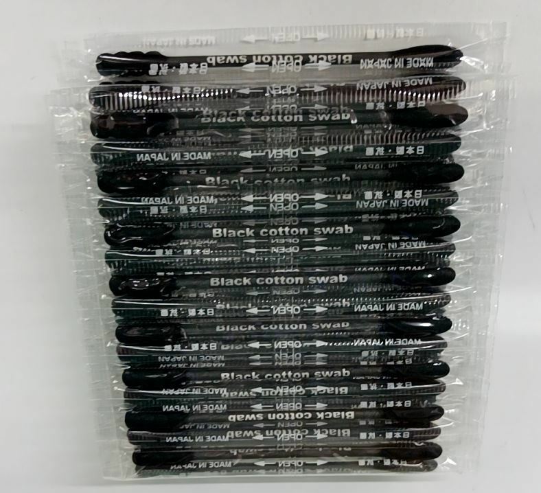 天然コットン100%使用 黒綿棒 1本ずつ包装 水滴型めんぼう 個包装タイプ 風呂上り 水泳前水泳後 耳掃除 衛生的 日本製 新品 100本