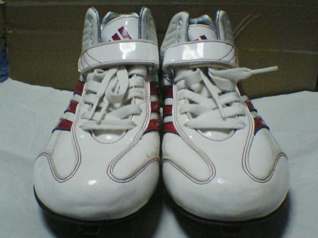 【adidas】アディダス ベースボールスパイクシューズ 靴 25.0㎝ 白×赤★野球