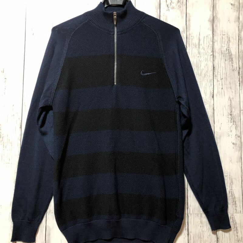 【NIKE GOLF】ナイキゴルフ ハーフジップセーター ネイビー×ブラック 良品 おしゃれ！