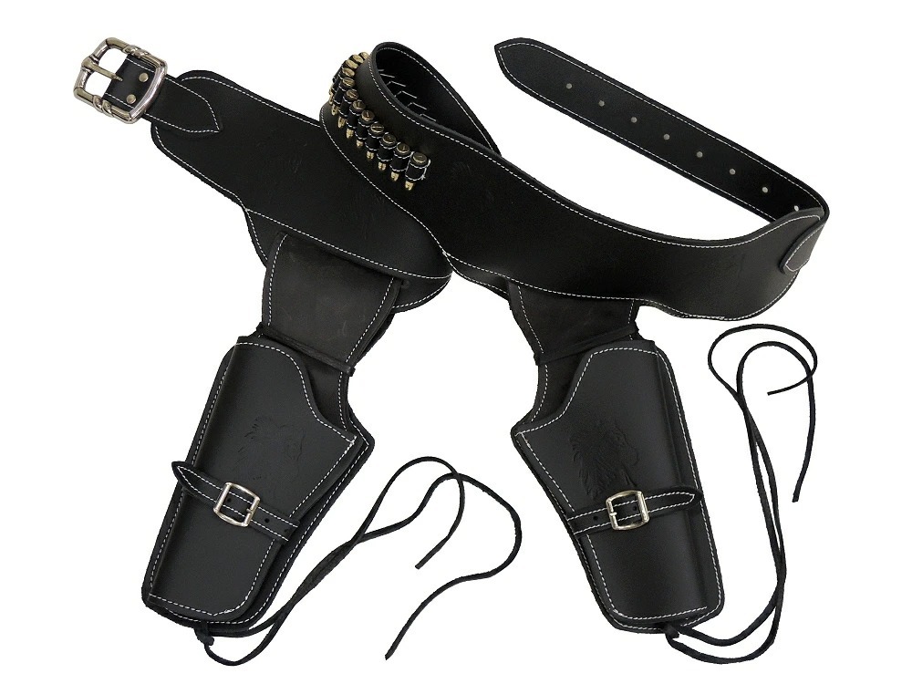 サバゲー ベルト BLACKHAWK リボルバー 2丁用 ガンベルト DENIX デニックス 708 132cm アクセサリー ホルスター ガンホルダー 腰 銃 革