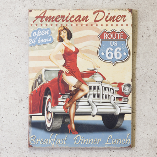 ウッドボード　レクト（American Diner 66）看板
