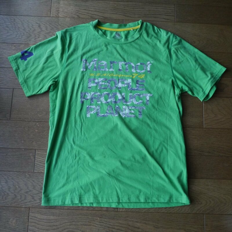 Marmot マーモット　綿混 半袖　Tシャツ　L　グリーン・緑　MJT-S0049　デサント