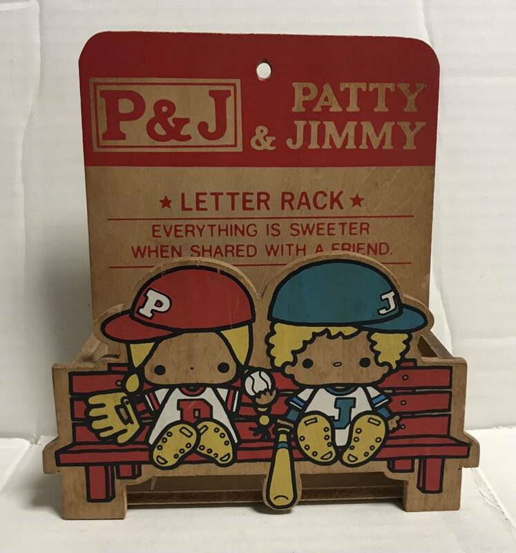 SANRIO サンリオ P&J PATTY & JIMMY パティ & ジミー LETTER RACK レターラック 手紙入れ 木製