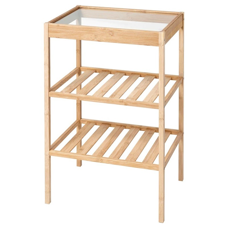 IKEA サイドテーブル, NESNA ネスナ (棚板2段) 竹, 40x30 cm 送料￥750!