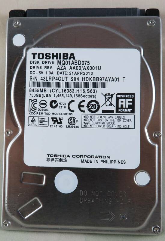 ★TOSHIBA★MQ01ABD075★HDD★750GB★