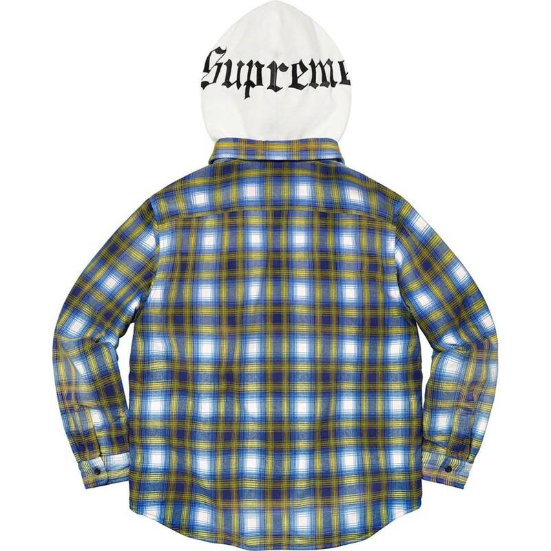 S 新品 21AW Supreme Hooded Flannel Zip Up Shirt シュプリーム フード ネルシャツ