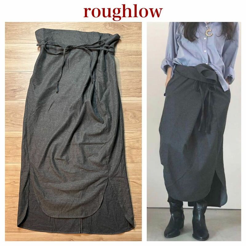 【格安】roughlow ラップスカート ロングスカート グレー レディース フリーサイズ 秋冬 R-3405