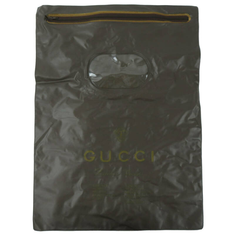 ヴィンテージ GUCCI グッチ クレスト チャック袋 ファスナー袋 ファスナーケース バッグ付属品 オールドグッチ 大型 ダークブラウン