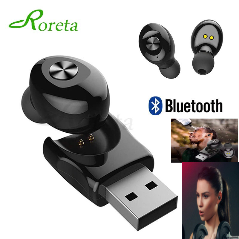 Bluetooth イヤホン ワイヤレスイヤホン 耳掛け型 イヤフォン イヤホンマイク 片耳 USB 充電 高音質 超軽量 テレワーク　2