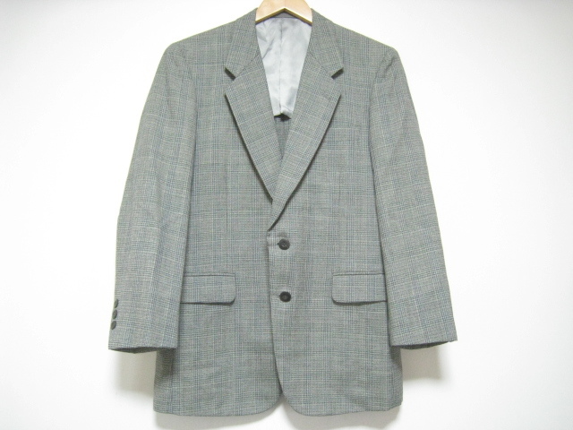 dolcis LONDON ドルシス メンズ ジャケット スーツ シングル 毛100％ チェック ブルー×グリーン×オフホワイト サイズ 92-A5