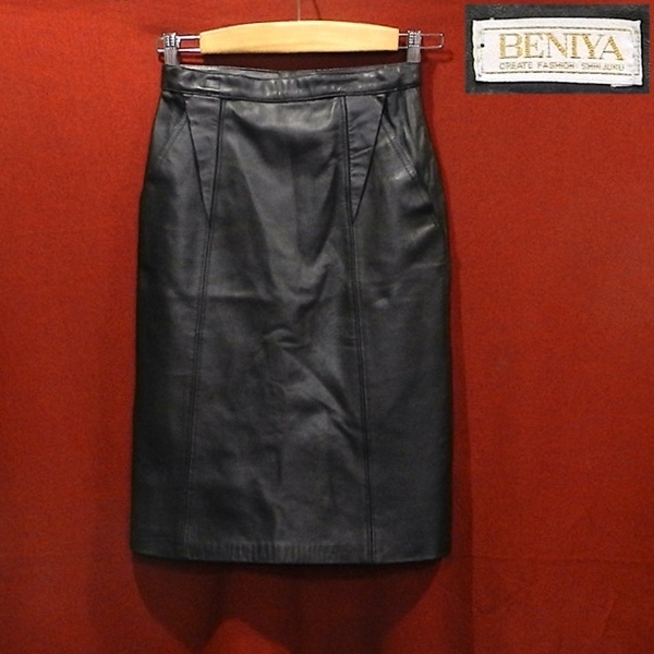 BENIYA ベニヤ 80's オールド ビンテージ 羊革 ラムレザー シープスキン スカート 黒 M サイズ