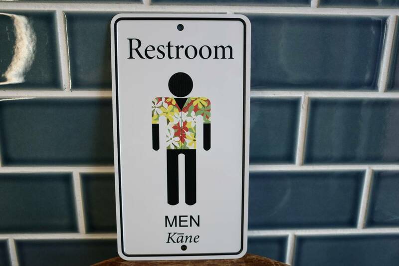 新品　Restroom　Men 男性　トイレ　洗面所　ハワイ　HAWAII ハワイアン雑貨　インテリア　店舗　ディスプレイ　アロハシャツ