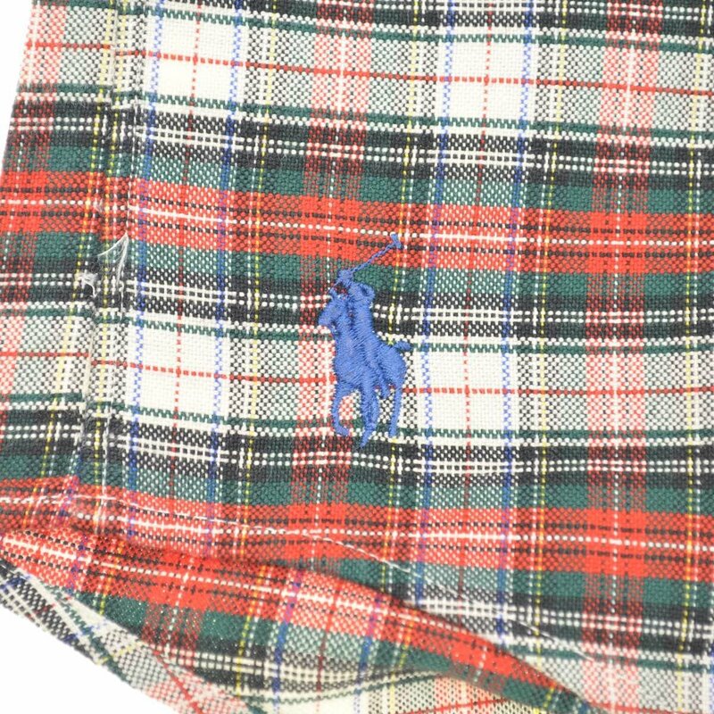 【M】RALPH LAUREN / ラルフ ローレン 90s The Big Oxford ビッグオックスフォード タータンチェック 裾ポニー 長袖シャツ