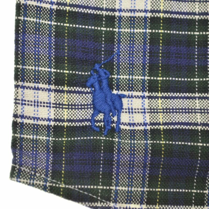 【M】RALPH LAUREN / ラルフ ローレン 90s The Big Oxford ビッグオックスフォード タータンチェック 裾ポニー長袖シャツ