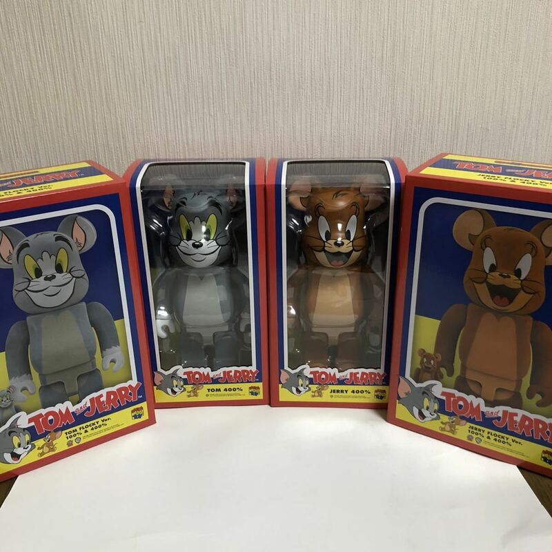 正規品 新品未開封 1st & 2nd model ベアブリック トムとジェリー 400% + 100%&400% flocky (BE@RBRICK tom and jerry tom&jerry)