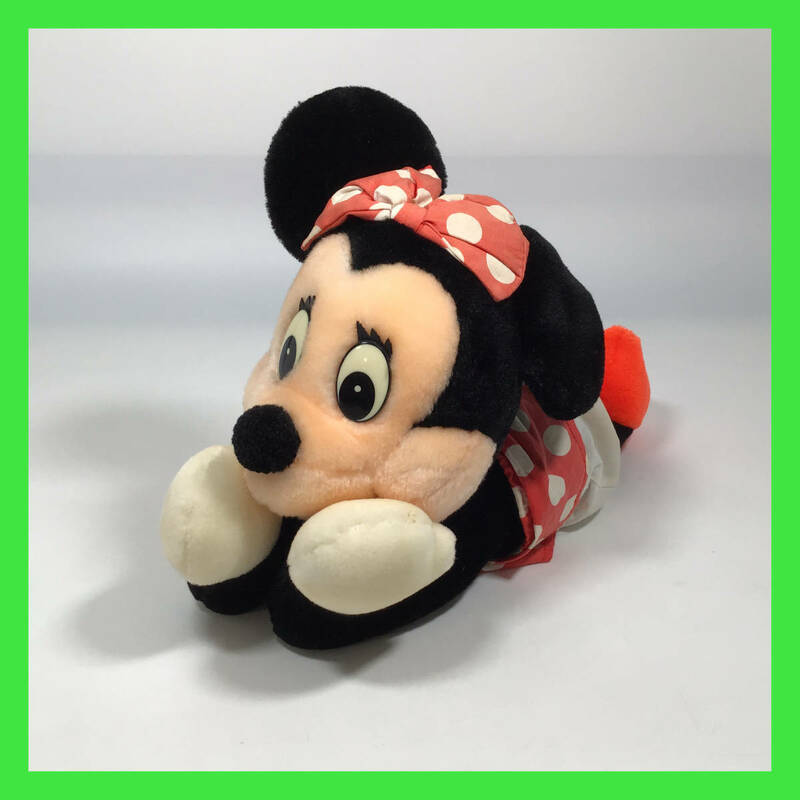 N-2174☆ ミニーマウス　寝そべりぬいぐるみ　Walt Disney characters　Tokyo Disneyland　ビンテージ　Disney　ディズニーキャラクター