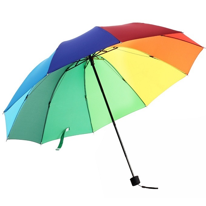 レインボー 10色 パラソル 雨晴 兼用 折りたたみ 傘 （収納カバー付）10本骨 カラフル