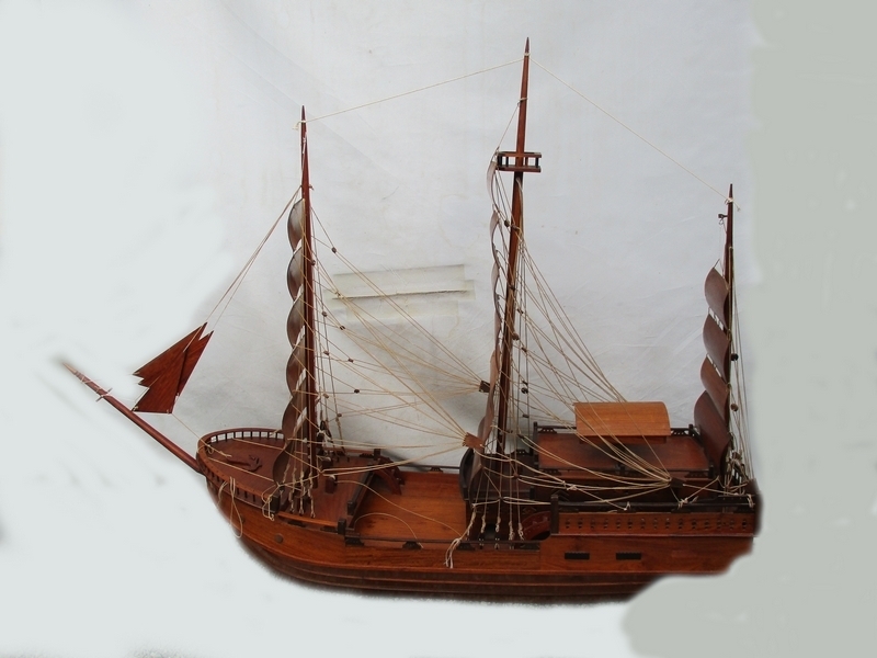 値下げ■木製帆船模型 ■船 模型 全長約160cm 展示 置物 オブジェ №2611■