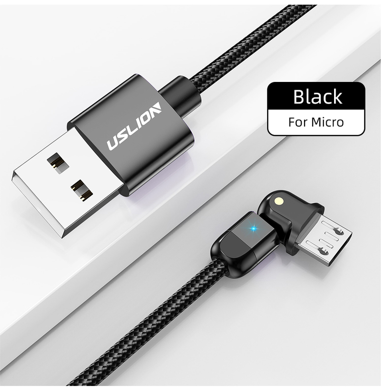 180°可動 micro USB ケーブル 2m 3.0A高速充電 データ転送対応 （ブラック）送料120円～