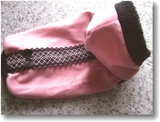 犬服女の子用U81-MS■MSサイズ■トイプードルS等小型犬用ピンク色ボアパーカー＊レースハンドメイド