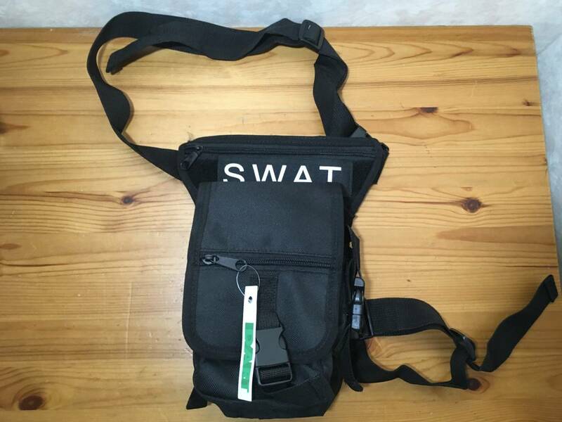 未使用 SWAT タクティカルレッグポーチ ブラック 10ポケット バッグ サバゲー ミリタリー 足 特殊部隊 米軍 多機能 コスプレ 1005-01