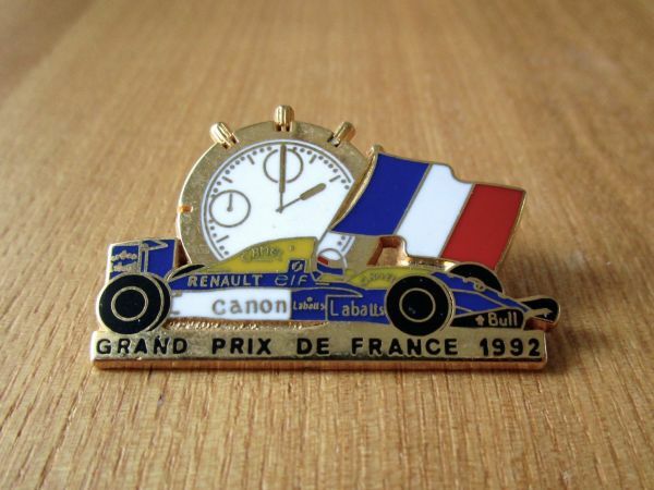 古い ピンバッジ : F1 マンセル キヤノン ウィリアムズ フランス レーシング カー 車 乗り物 ピンズ #V