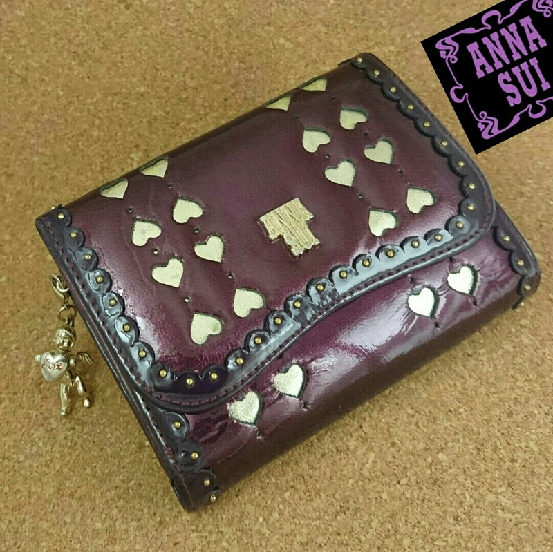 ANNA SUI　３つ折り　財布　パープル　中古　T334 