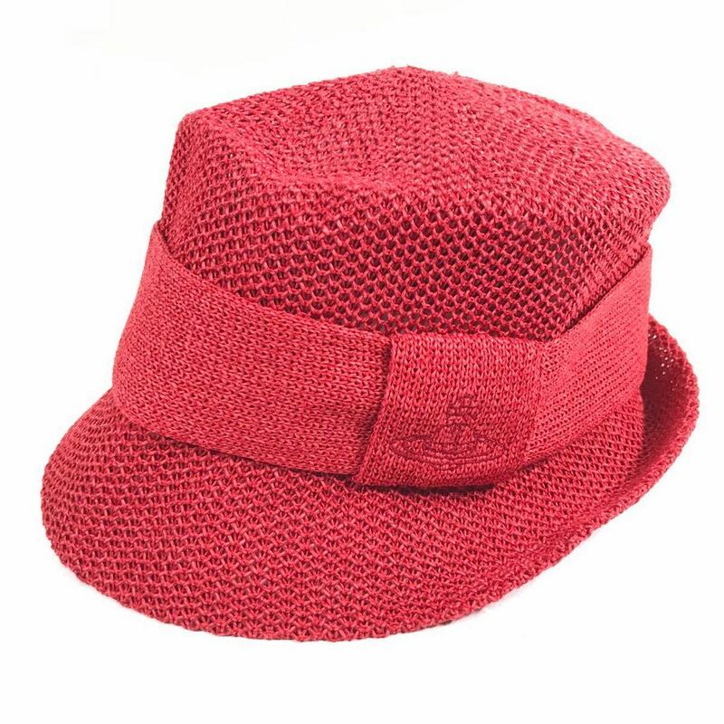 【ヴィヴィアンウエストウッド】本物 Vivienne Westwood 帽子 ロゴ模様 ハット 赤色系 サイズS〜M メンズ レディース 日本製