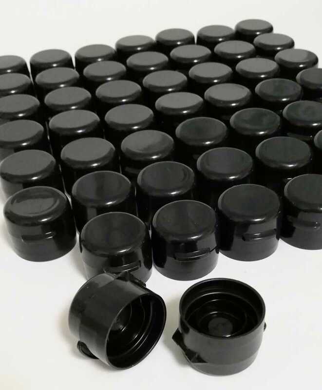 未使用　プラスチック蓋(ヒンジ)黒×30個　ガラス瓶　ペットボトル