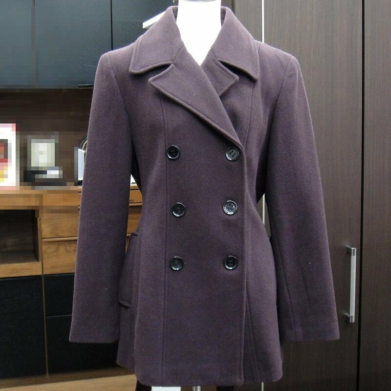 A302【本物保証】 Calvin Klein カルバンクライン ウール コート ジャケット サイズ10 パープル 紫 レディース CW888302　