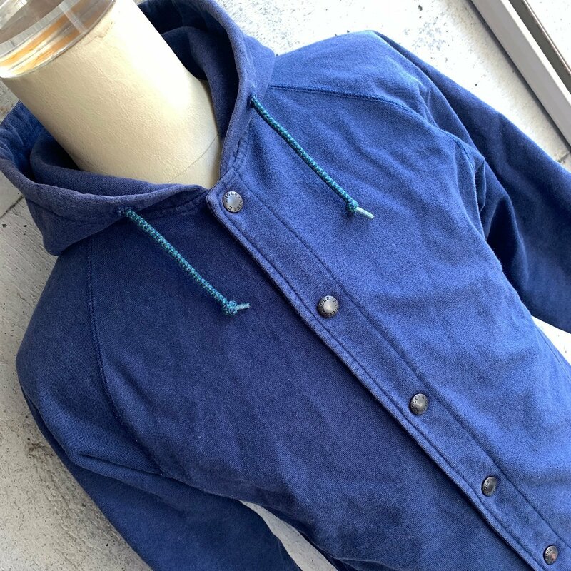 アメリカ古着 エーグル フルボタン スウェット パーカー ネイビー アウトドア XS size U.S Used Clothing AIGLE button Hoodie Sweat