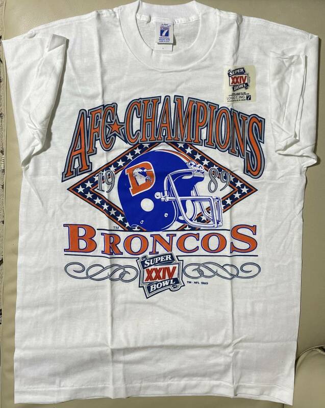 Tシャツ サイズL NFL DENVER BRONCOS デンバーブロンコス 1989 AFC CHAMPIONS AFCチャンピオン　SUPERBOWL XXIV
