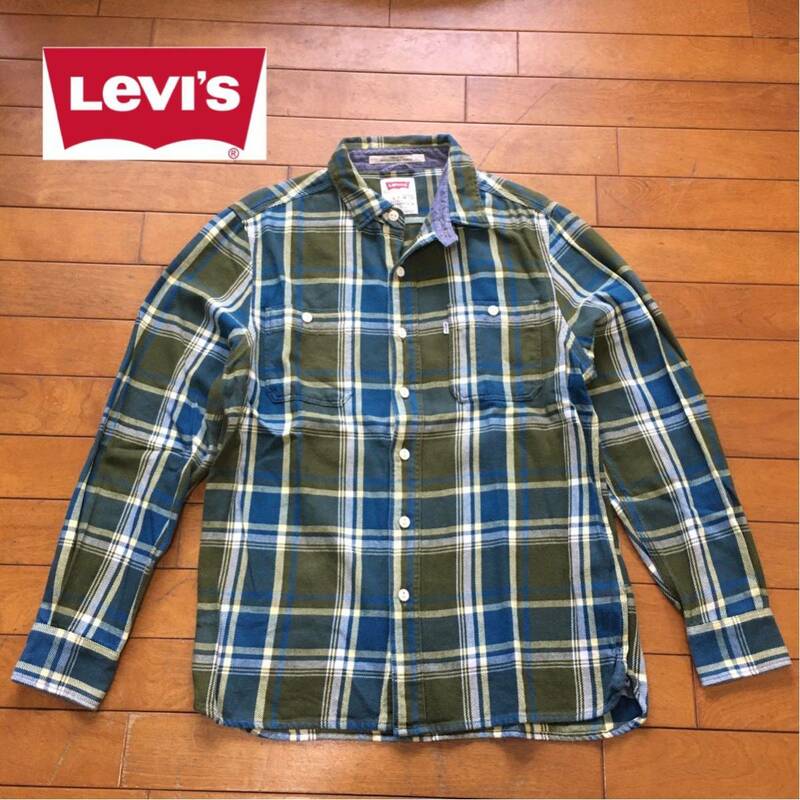 ★【 Levi's 】★ チンスト マチ付き ヘビーネルチェックワークシャツ★サイズS★i-628