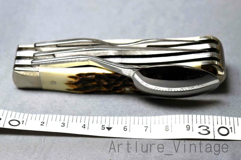VINTAGE KNIFE 米国製 ビンテージナイフ　CASE XX HOBO AMBER (6338-427) #00052 6354HB　キャンプに最適 取り外し可能なスプーン付き