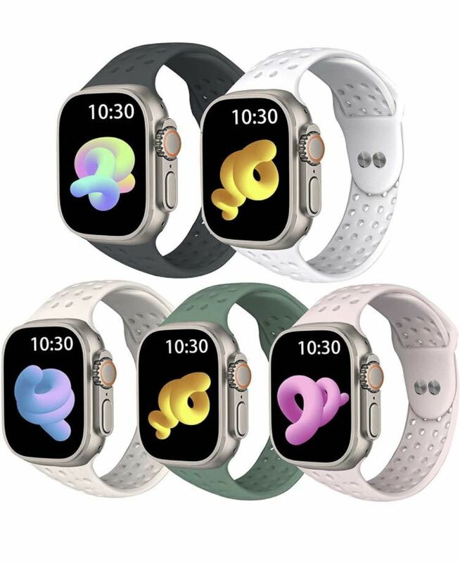 アップルウォッチバンド iWatch Series 8/7/6/5/4/3/2/1/SE スポーツバンド シリコン製 柔らかい 通気 Apple Watchバンド38/40/41mm