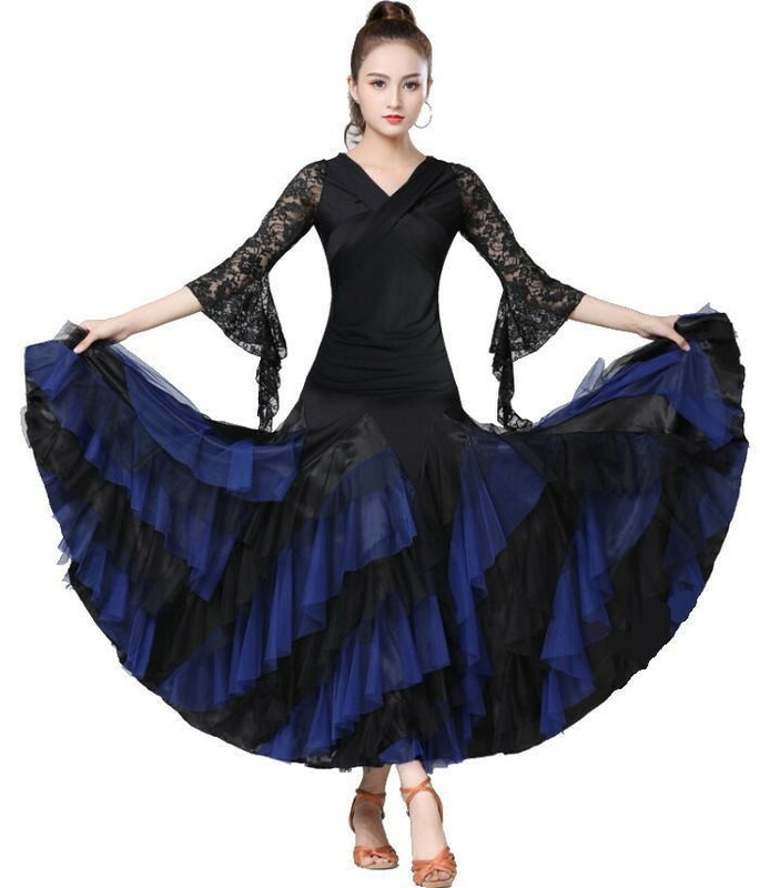 ダンス衣装 チュール スカート(ブルー-yo ) 社交ダンス フラメンコ ボリュームアップ パニエ cy20n-