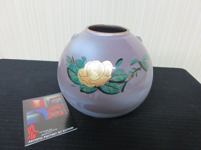 九谷焼 花瓶 花器 フラワーベース 椿図