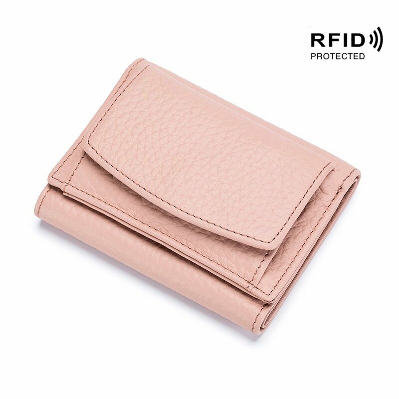 財布 レディース ピンク 三つ折り財布 メンズ 本革 牛革 二つ折り 使いやすい スキミング防止 コンパクト かわいい