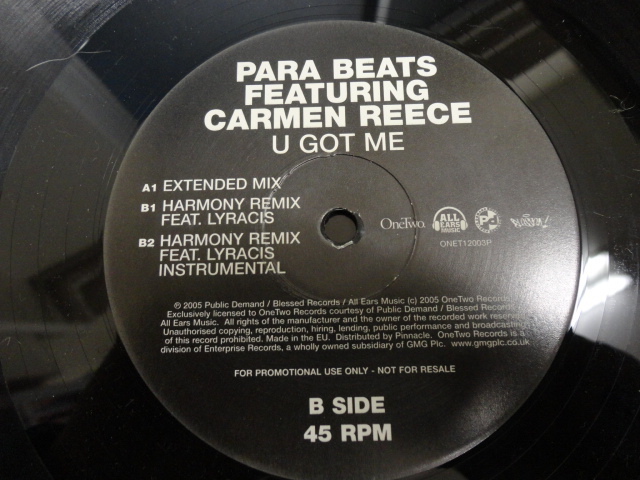 Para Beats ft. Carmen Reece - U Got Me キャッチーR&B 12 NAUGHTY BY NATURE / JAMBOREE トラック使い　視聴